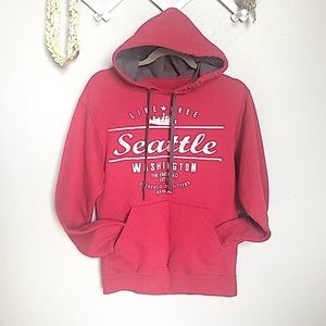 Seattle Washington Live Free Red Hooded Sweatshirt Size Small